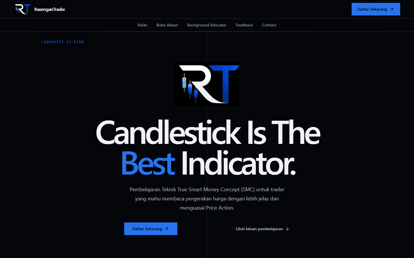 RasenganTrader trading education website homepage